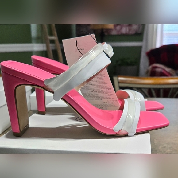 The Drop Avery Square Toe Two Strap High Heeled Sandal #775, 782 - Picture 7 of 16